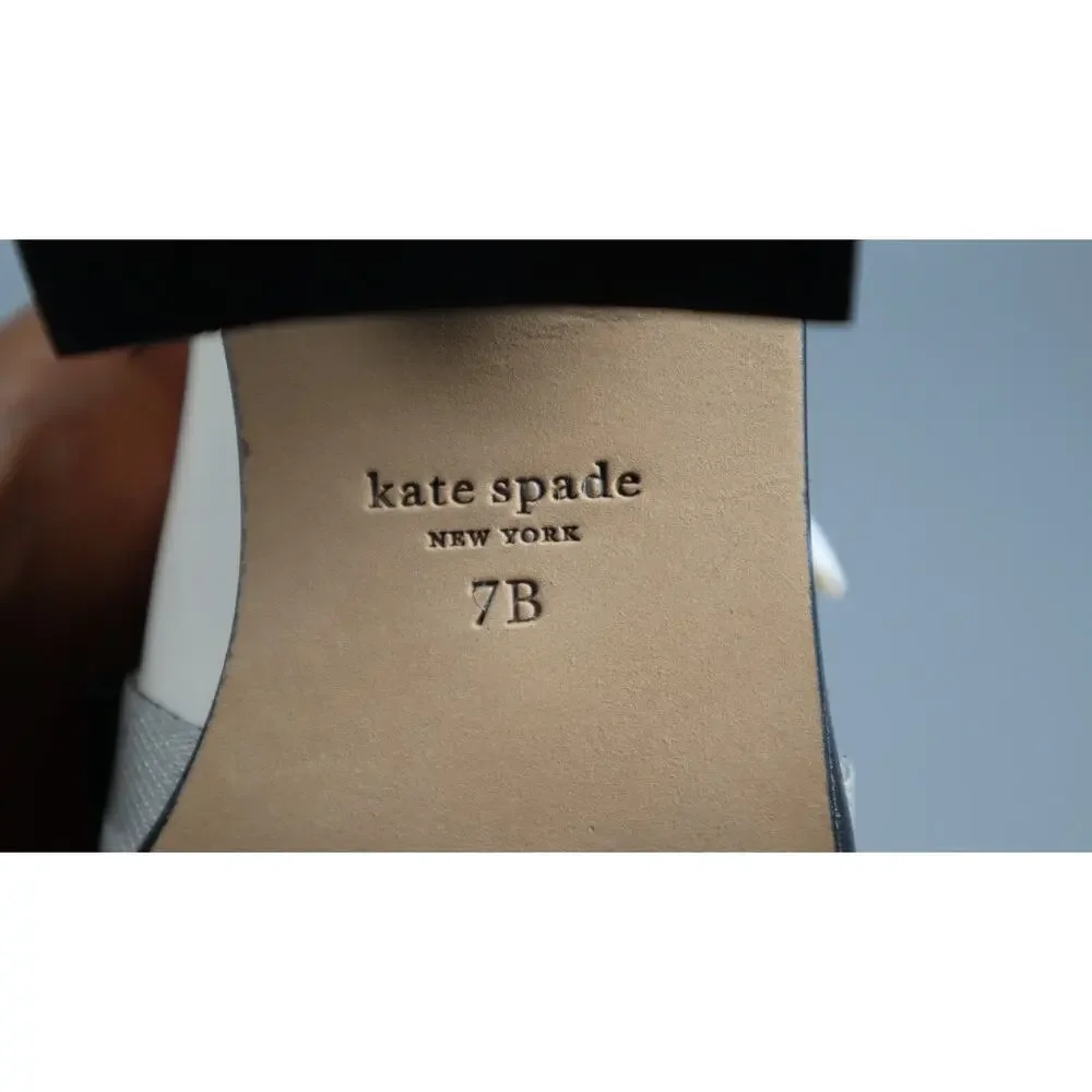 Kate Spade New York Leandra Heeled Loafer Pump Cream Black Patent Leather Size 7